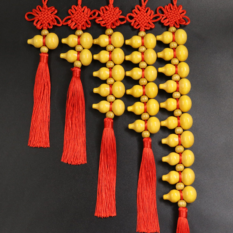 葫芦挂件中国结福字葫芦挂饰木制葫芦工艺品福禄国风创意挂件葫芦