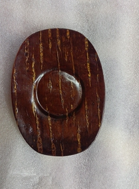 日式皮细工实木木制容器天然木表面涂漆茶托壶承120mmx90mm