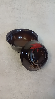 进口木胎漆器大漆盖碗125mmx100mm