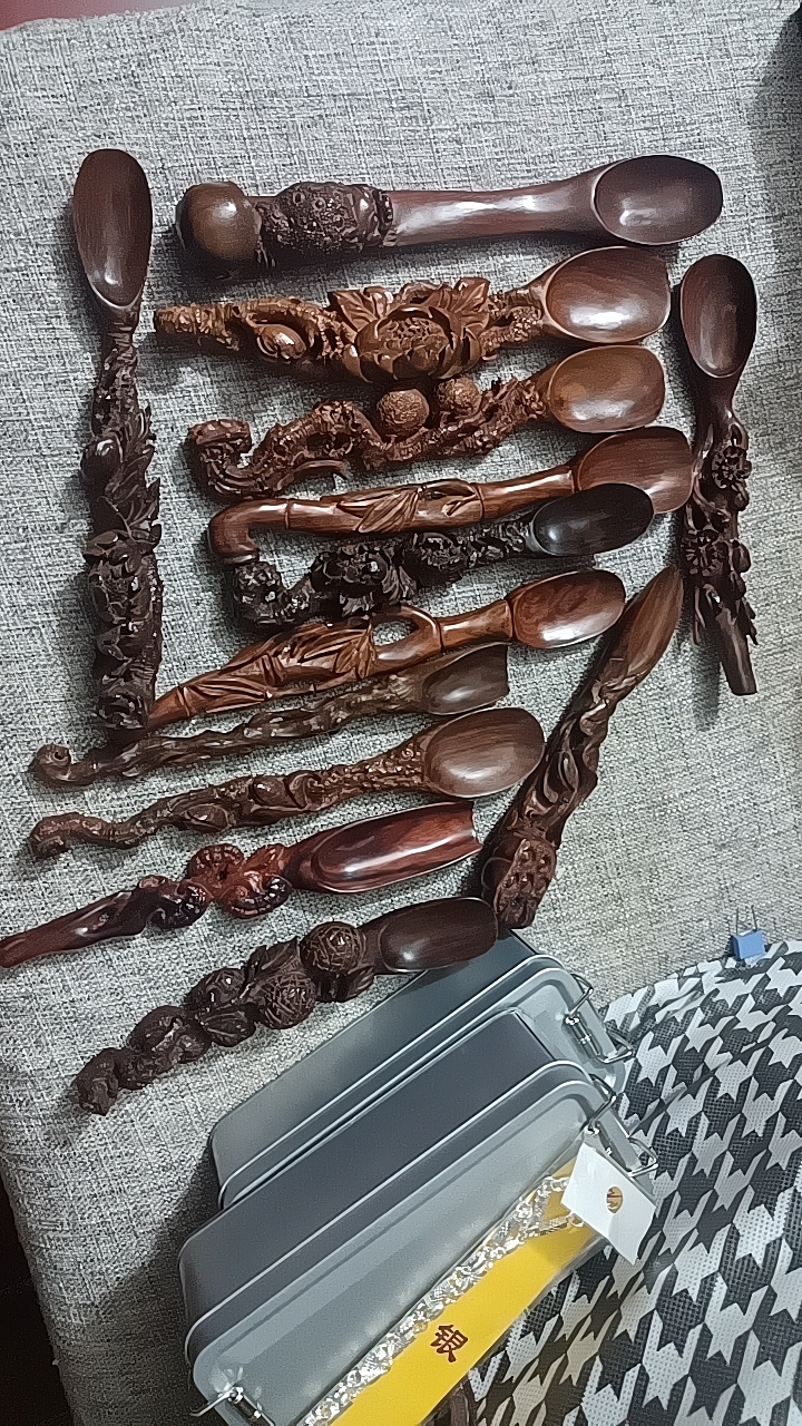 清货早期老料 花梨木紫檀茶铲茶勺