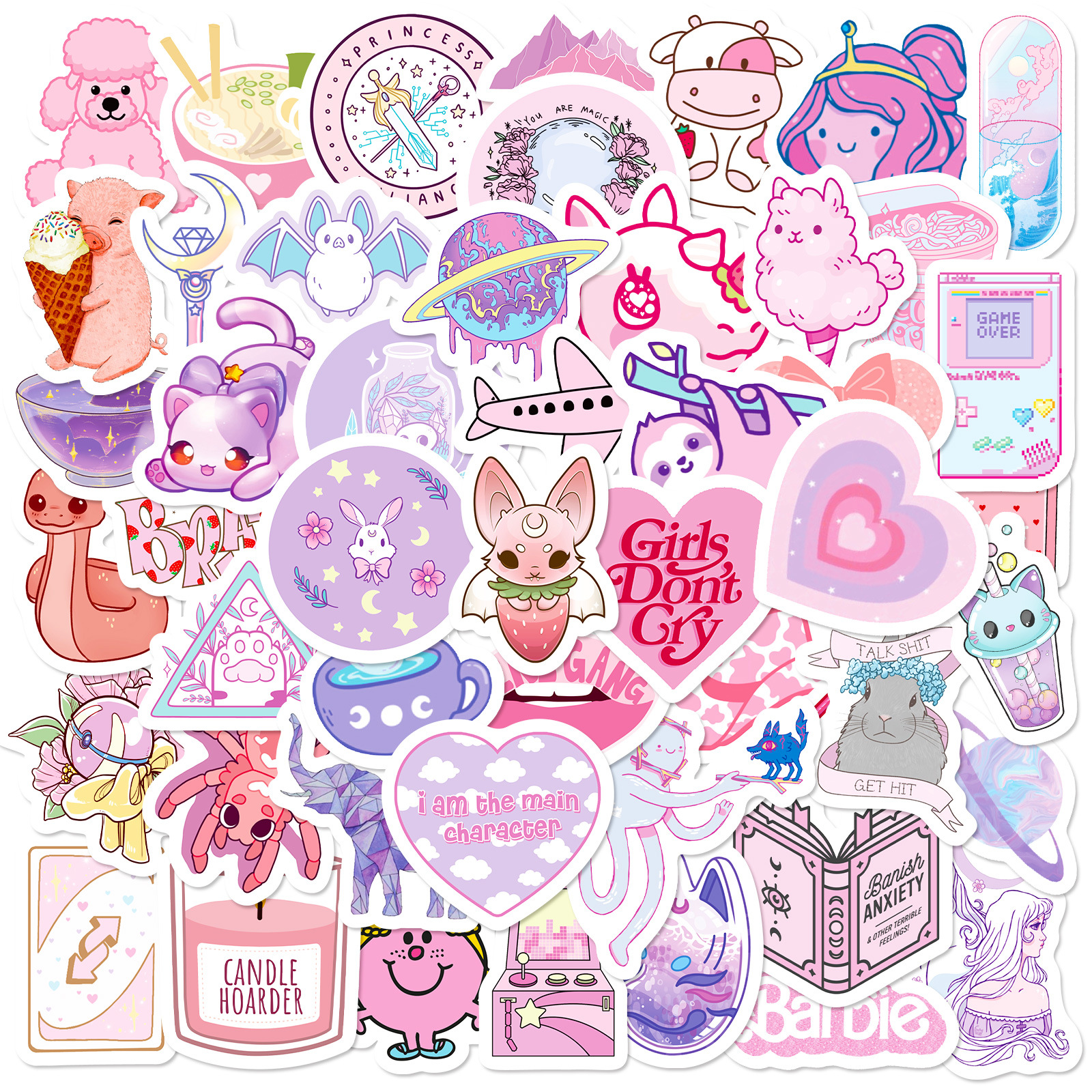 50张紫粉色VSCO涂鸦贴纸 行李箱ins小清新贴纸亚马逊可爱混搭贴画