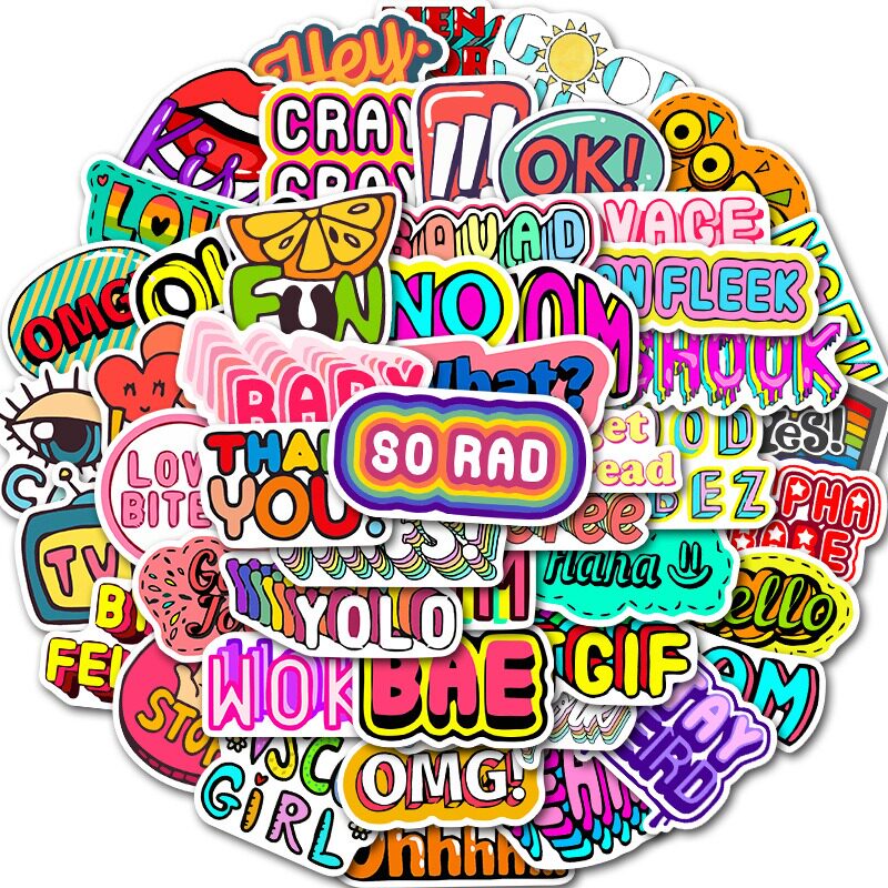 50张英文短语系列VSCO风行李箱拉杆箱笔记本电脑涂鸦贴纸防水贴纸