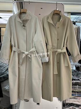 韩版气质极简风中长款风衣女2025春新款高级感宽松外套大衣13373