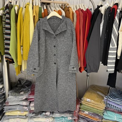 灰色双面羊绒大衣女中长款25秋冬新款韩版宽松慵懒风毛呢外套8530