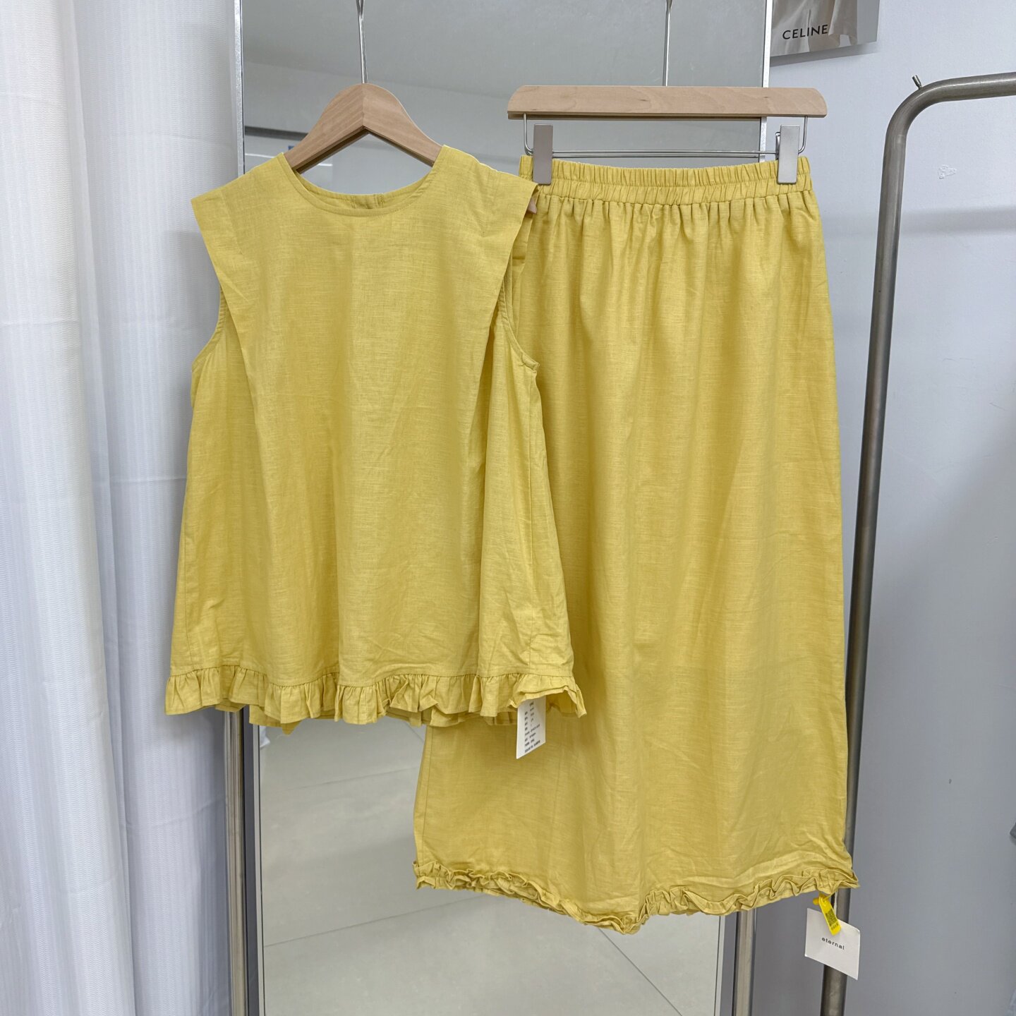 高级感棉麻套装女夏季圆领木耳花边无袖上衣显瘦高腰半身裙50330