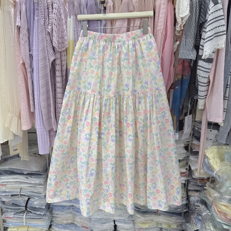 法式温柔浪漫碎花半身裙女夏超好看 小个子高腰显瘦A字中长裙2892