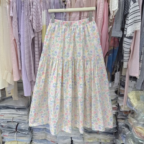 法式温柔浪漫碎花半身裙女夏超好看 小个子高腰显瘦A字中长裙2892