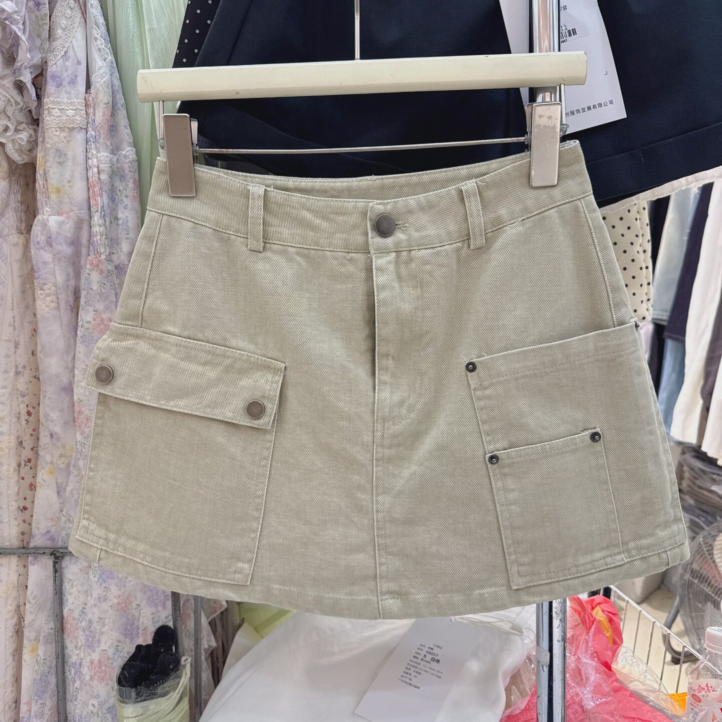 美式复古工装牛仔短裤女辣妹风夏季高腰A字显瘦百搭包臀裙裤66057