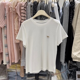 打底衫 宽松圆领薄款 上衣80093 T恤女2026夏季 韩系简约百搭白色短袖