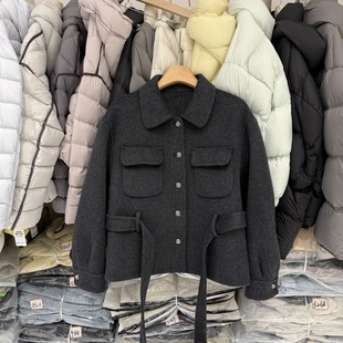显瘦高级毛呢外套2551 大衣女25秋冬修身 法式 气质小香双面羊绒短款
