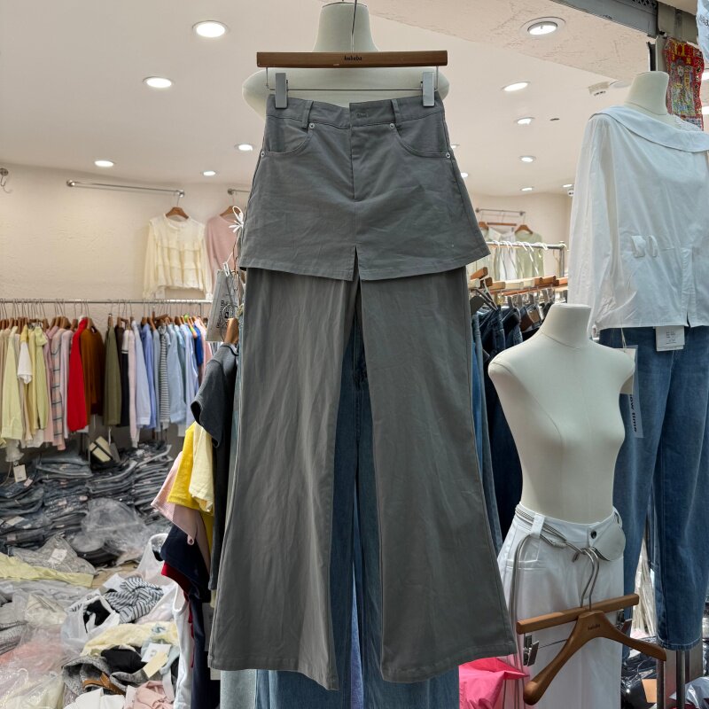 设计感屁帘微喇裤女2026春新款高腰弹力修身显瘦休闲拖地长裤6010