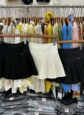 秋冬高级感细呢料百褶短裙女韩系减龄高腰遮胯显瘦百搭半身裙9019