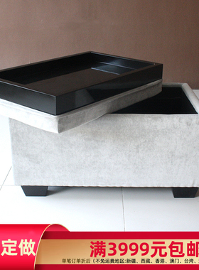 沙发踏加工定制 灰色贵妃榻 储物托盘茶几储物沙发时尚两用脚踏