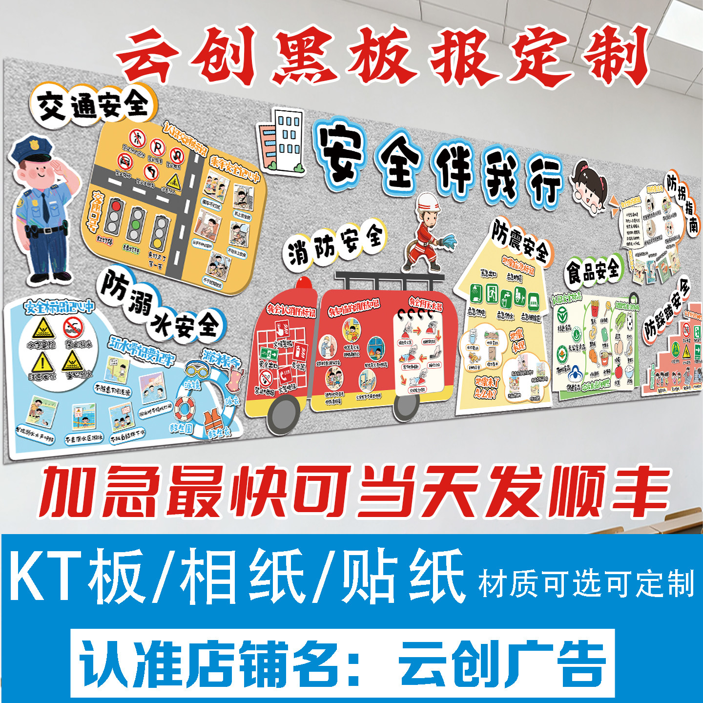 交通安全食品消防踩踏溺水地震主题黑板报装饰墙贴画班级文化定制图片