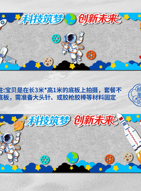 科技创新AI主题黑板报装饰墙贴