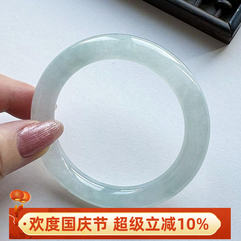 起胶冰种白月光晴水圆条翡翠手镯