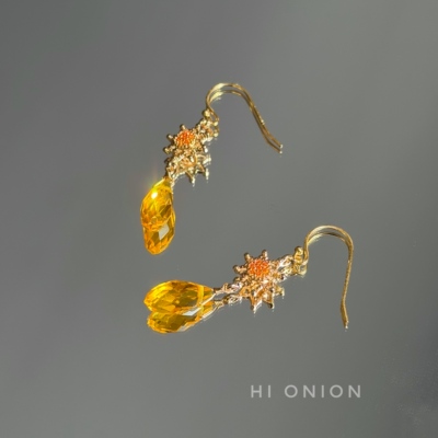 HiOnion《星空》小众设计黄色耳环耳夹百搭超闪简约ins高级感