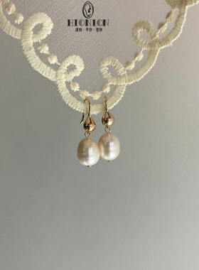 Hi Onion法式复古天然淡水珍珠耳环耳夹简约优雅高级感耳挂百搭