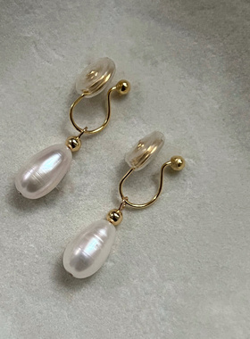 Hi Onion 无耳洞耳夹天然淡水珍珠蚊香盘耳饰小众优雅清仓性价比