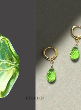 Hi Onion原创小众苹果绿色水滴耳扣耳夹耳环春夏穿搭个性男女耳环