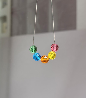 HiOnion小众多巴胺彩色糖豆玻璃水晶s925银项链锁骨链适合夏天