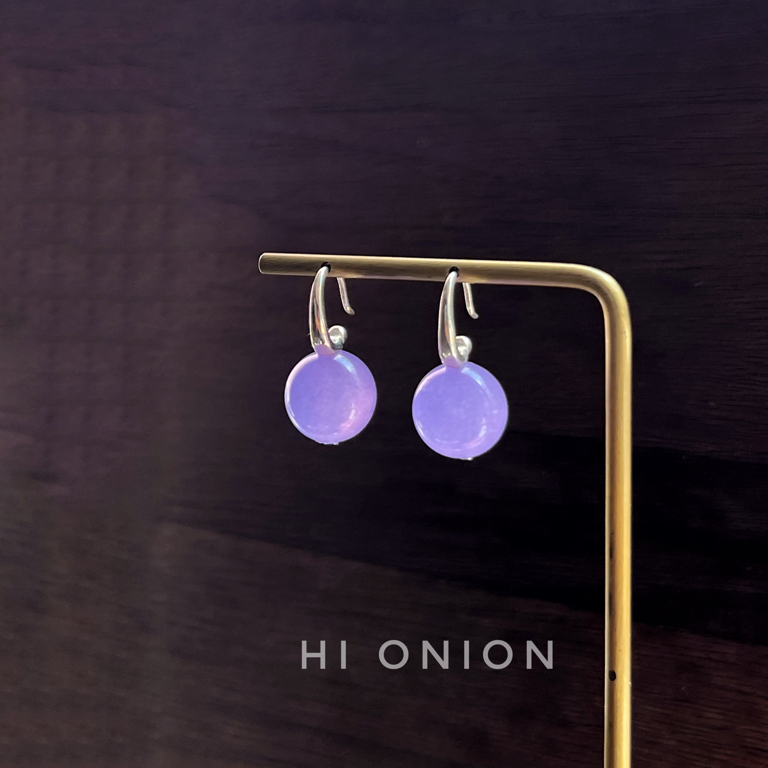 Hi Onion暮山紫原创小众设计复古翡翠耳环S925银耳钩耳夹新中式