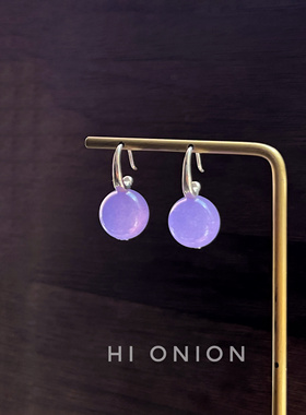 Hi Onion暮山紫原创小众设计复古翡翠耳环S925银耳钩耳夹新中式