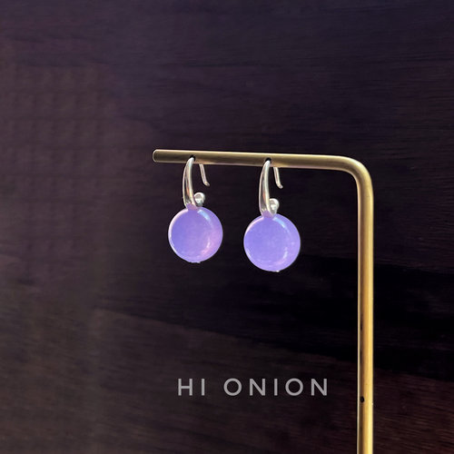 Hi Onion暮山紫原创小众设计复古翡翠耳环S925银耳钩耳夹新中式