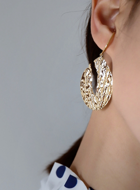 Hi Onion原创心声 14K包金耳挂可水洗极简chic大耳环高级气质夸张