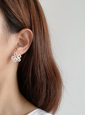 Hi Onion原创秋日独白珍珠无痛耳挂包金无耳洞耳夹小众复古高级感