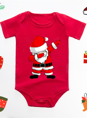 First Christmas Baby Bodysuit 新生儿圣诞节圣诞老人印花爬爬衣