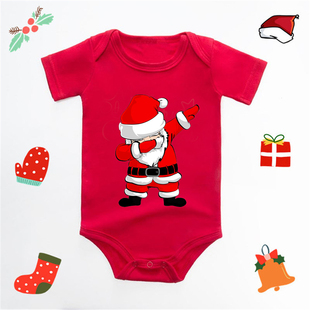 First Christmas Baby Bodysuit 新生儿圣诞节圣诞老人印花爬爬衣