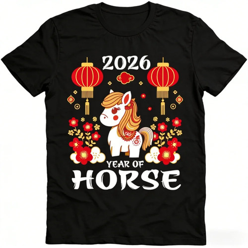 2026 Year Of The Horse T shirt 新年马年短袖体恤新春春节上衣