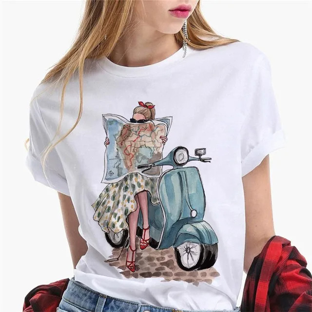 Pretty Girl T shirt 女士T恤夏时尚潮流女孩印花大码体恤女装ins
