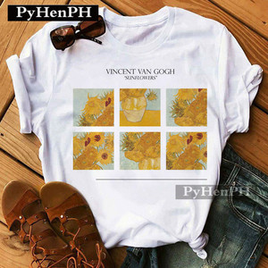Van Gogh T Shirt Women2022年个性梵高油画印花休闲白色T恤短袖