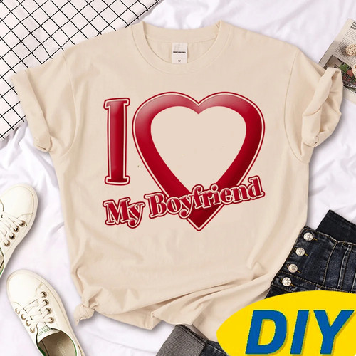 I Love My Boyfriend 时尚英文字母爱情宣言T恤女夏季大码女装潮