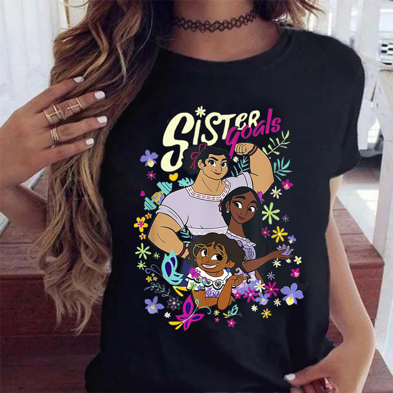 Encanto Mirabel Tshirt 动漫魔法满屋黑色短袖T恤女学生夏季上衣