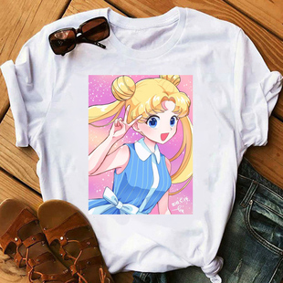 2021年二次元 Sailor Tshirt Moon 美少女战士周边T恤女宽松姐妹装