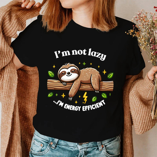 Sloth T shirt 新款卡通树懒印花短袖T恤女士趣味我不是懒体恤衫
