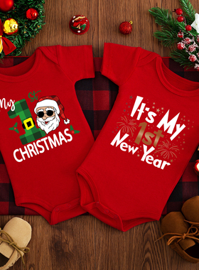 Christmas Bodysuit Kids 圣诞节婴儿红色爬服宝宝圣诞服装哈衣