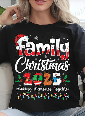 Family Christmas 2025 T Shirt 2025圣诞节一家三口亲子装家庭装