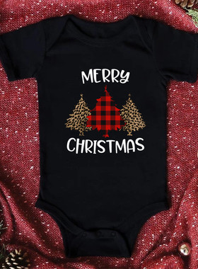 Christmas Santa Bodysuit 圣诞节圣诞纯棉宝宝哈衣黑色爬爬服