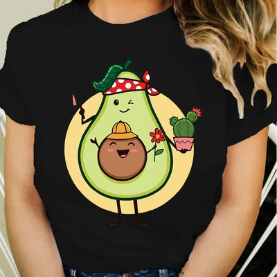 Avocado T shirt 夏季ins风卡通可爱牛油果仙人掌印花短袖T恤女