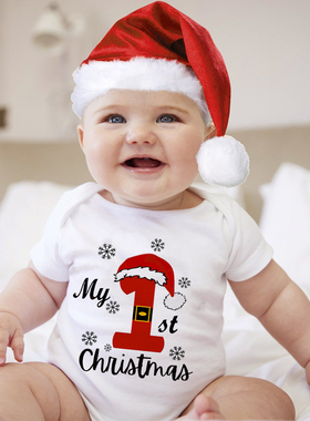 My 1st Christmas Baby Bodysuit 新生儿第一次圣诞节爬爬服哈衣