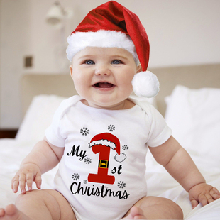 My 1st Christmas Baby Bodysuit 新生儿第一次圣诞节爬爬服哈衣