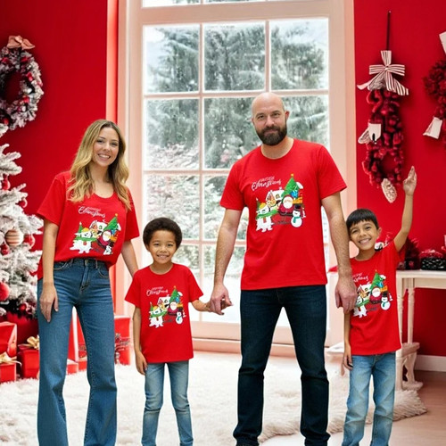 Christmas Family T shirt 圣诞节亲子装一家三口四口家庭装T恤