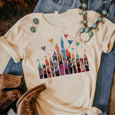Villains T shirt Women 新款欧美风女巫印花休闲大码短袖T恤女
