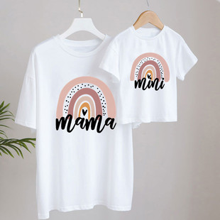 新款 白色上衣 妈妈儿童亲子T恤短袖 Family Tshirt Mini 夏季 Mama