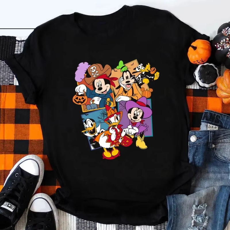 Happy Halloween T shirt 卡通可爱老鼠印花T恤男女万圣节短袖衫