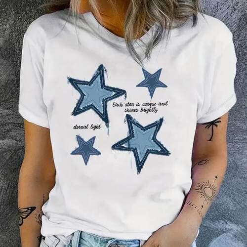 Star T shirt 新款个性星星印花T恤女小清新夏季短袖打底衫上衣